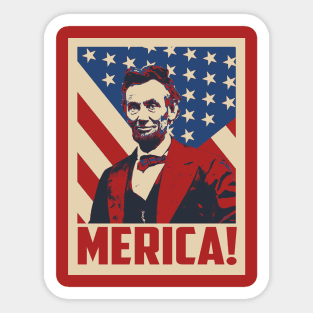 Abraham Lincoln Merica 4th Of July Sticker